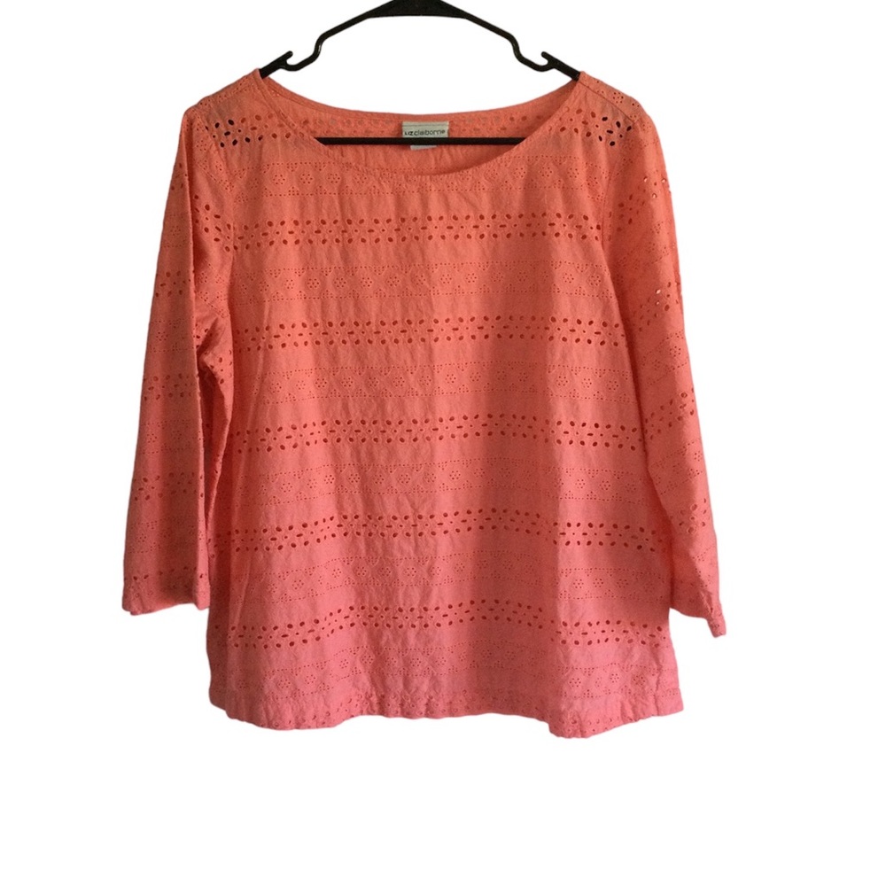 Liz Claiborne Coral 3/4 Sleeve Pullover Top Size Large